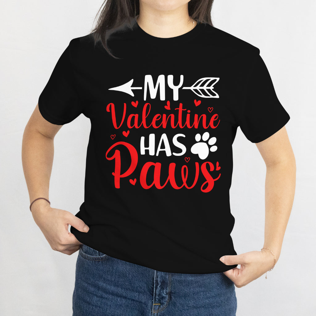 Dog lovers valentines day T-Shirt Hearts My valentine has four paws Unisex Tee