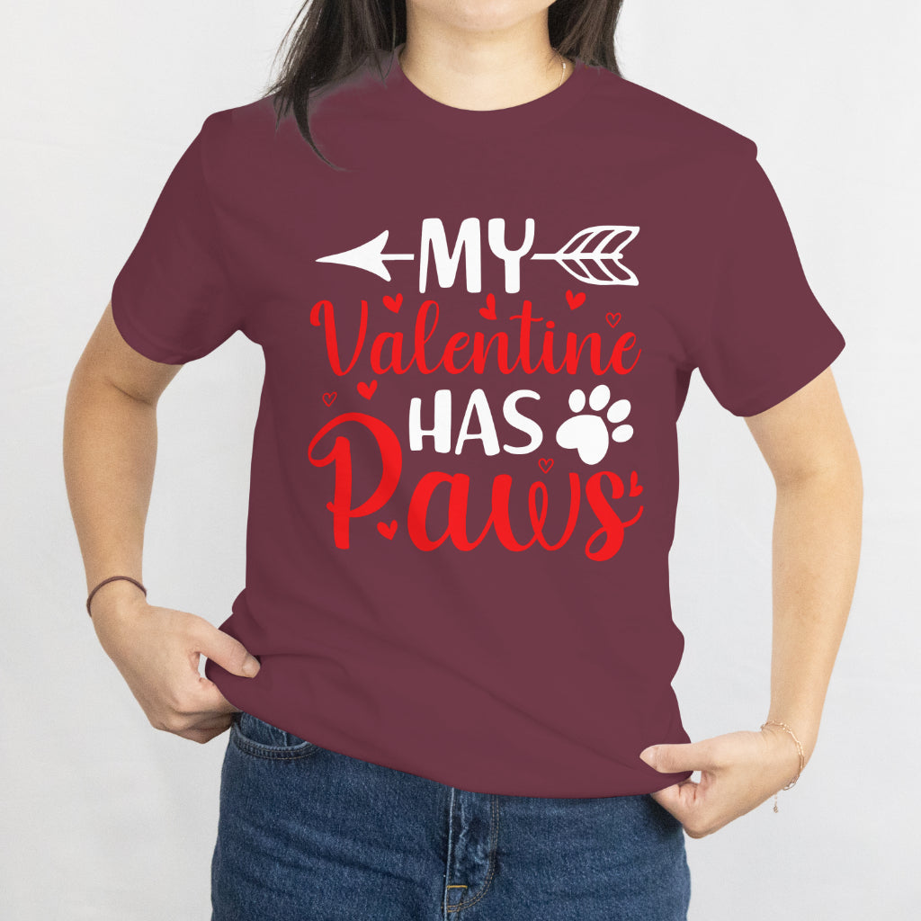 Dog lovers valentines day T-Shirt Hearts My valentine has four paws Unisex Tee