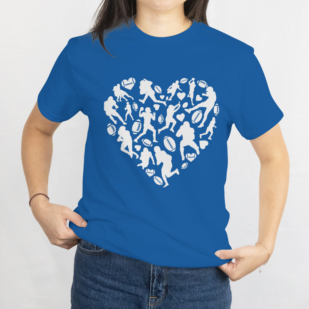 Heart-Shaped Football Tee- Love Sports Valentine's Day Gift, Football Player Lover, Super Bowl 2025, Valentine tee for Sports Fans