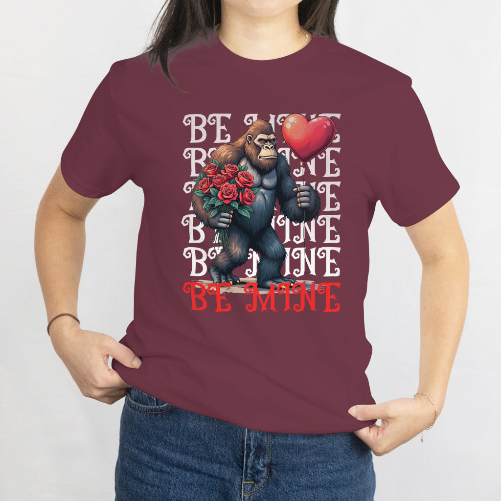 Funny Gorilla Valentine’s Day T-Shirt – Romantic Roses and Heart Balloon Design - Be Mine Valentine Tee