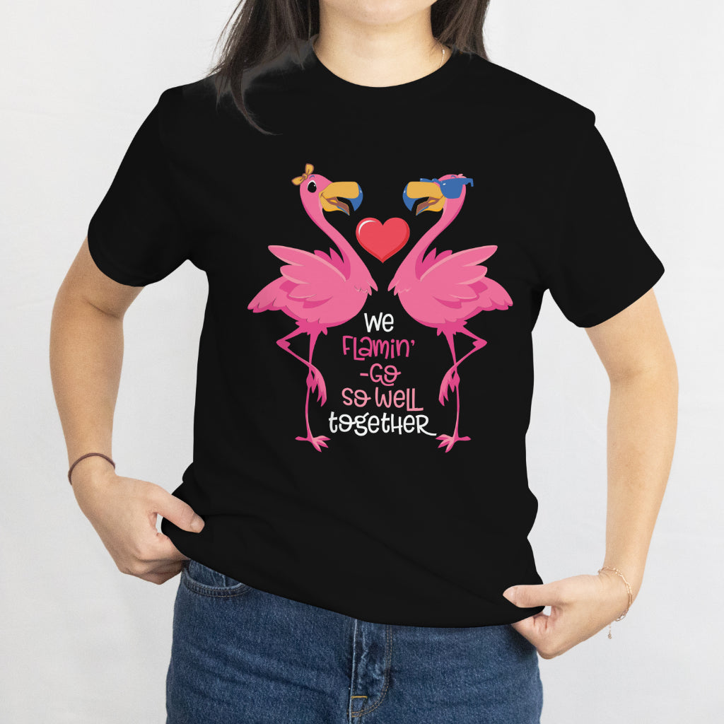 Flamingo Lover Valentine's Day T-Shirt - "We flamingo so well together" tee