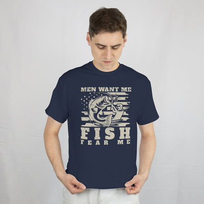 Men Want Me Fish Fear Me Fisherwoman US Flag Women Fishing T-Shirt