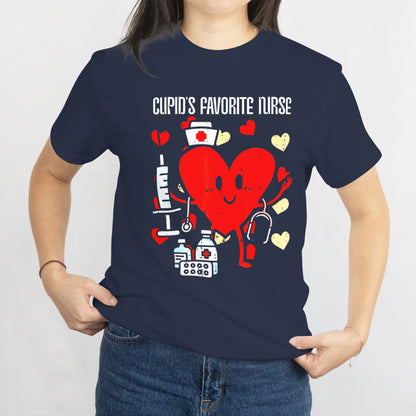 Heart Funny Nursing Scrub Top RN Women T-Shirt Valentines Day Nurse Tee