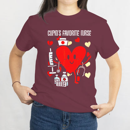 Heart Funny Nursing Scrub Top RN Women T-Shirt Valentines Day Nurse Tee