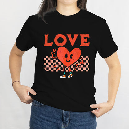 Funny Tee - Valentines Day Heart Peace Hand Retro Groovy Men Women Kids T-Shirt