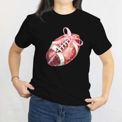 Coquette Pink Bow American Football Unisex Tee - Cute Football Graphic T-Shirt