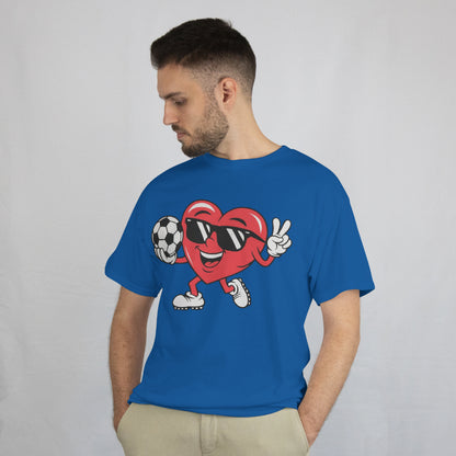 Funny Heart Playing Soccer Valentines Day Unisex Tee, Gift For Boys