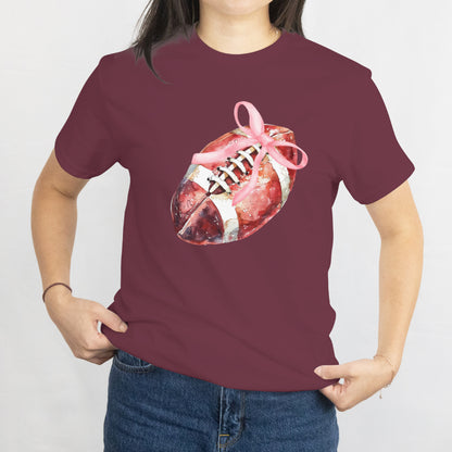 Coquette Pink Bow American Football Unisex Tee - Cute Football Graphic T-Shirt