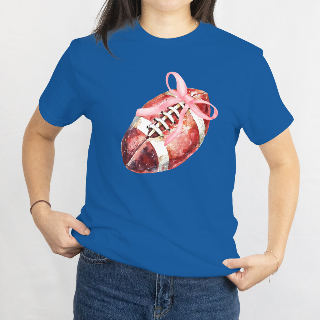 Coquette Pink Bow American Football Unisex Tee - Cute Football Graphic T-Shirt