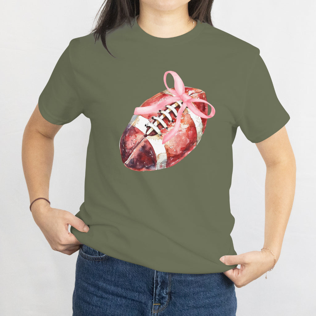 Coquette Pink Bow American Football Unisex Tee - Cute Football Graphic T-Shirt