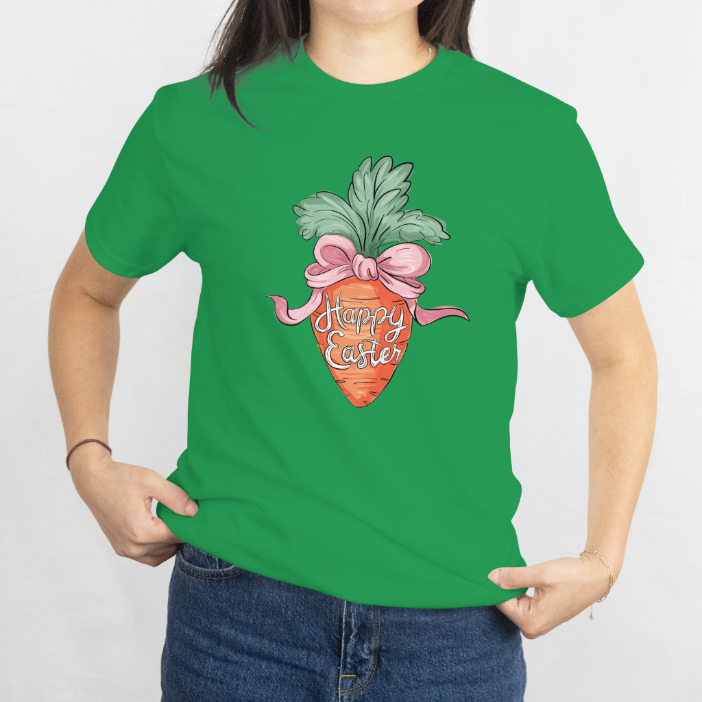 Happy Easter Carrot Coquette Unisex Tee - Cute Easter Bunny T-Shirt