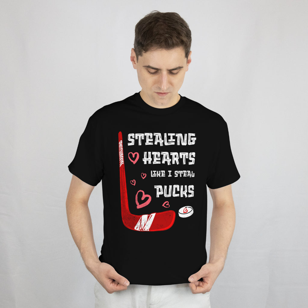 Ice Hockey T-Shirt Stealing Hearts Like I Steal Pucks Valentines Day Tee