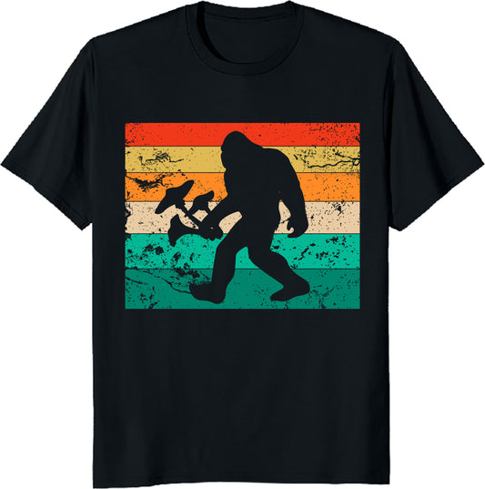 Retro Bigfoot Unisex Tee - Bigfoot with Mushrooms Aesthetic T-Shirt