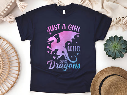 Just A Girl Who Loves Dragons Cute Fantasy Creature T-Shirt