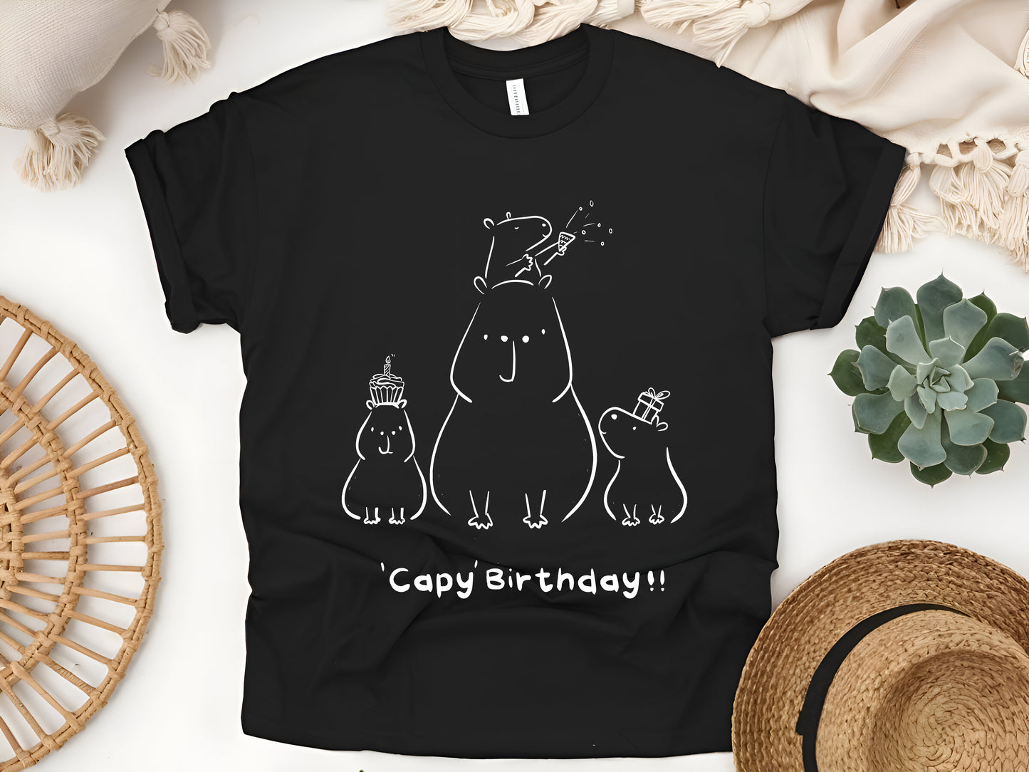 Happy Capybara Birthday T-Shirt – Cute Animal Lover Gift for Capybara Fans & Birthday Celebrations