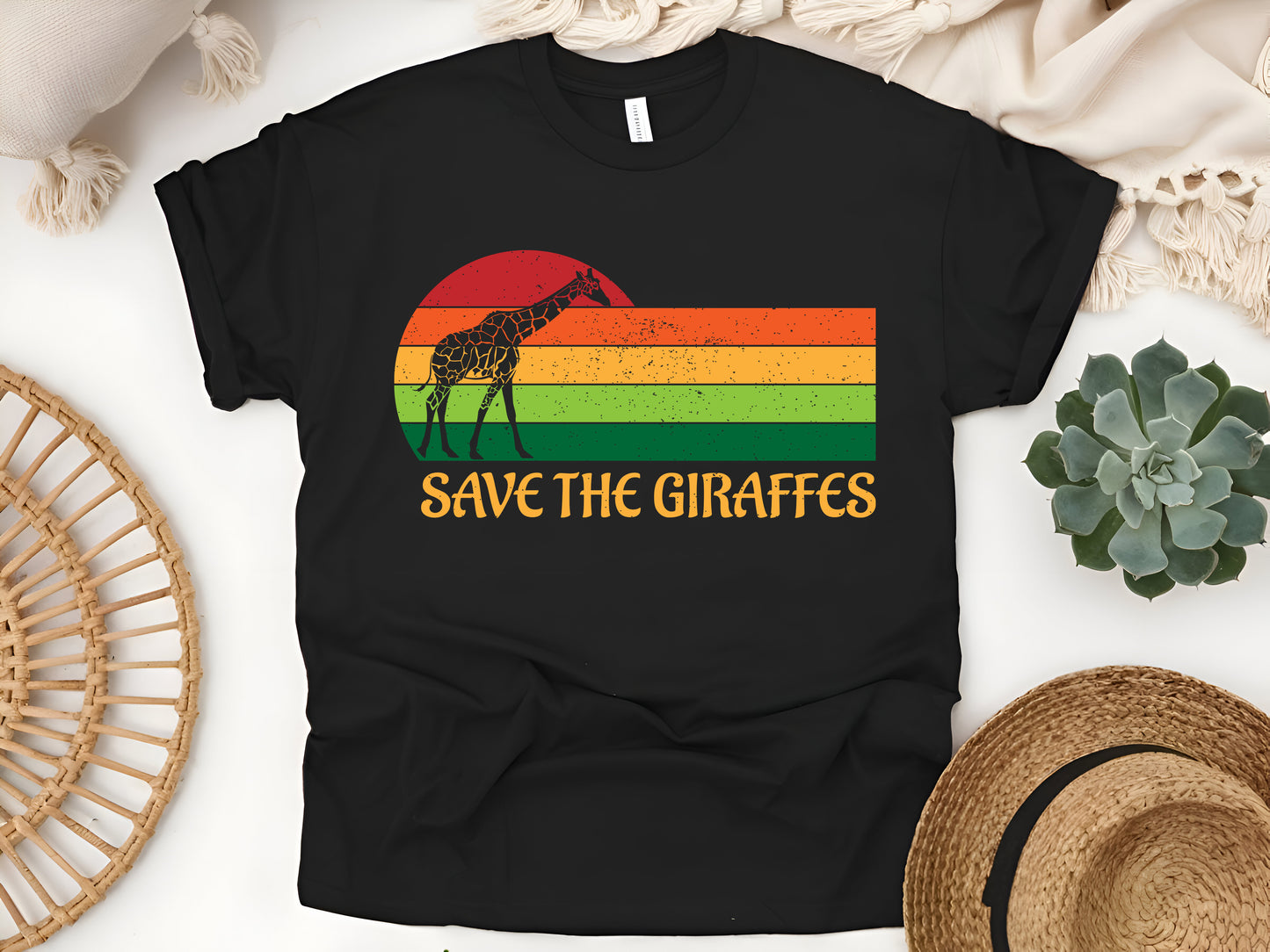 Vintage Save the Giraffes T-Shirt - Retro Wildlife Conservation Tee, Animal Lover Gift, Unisex Nature Shirt