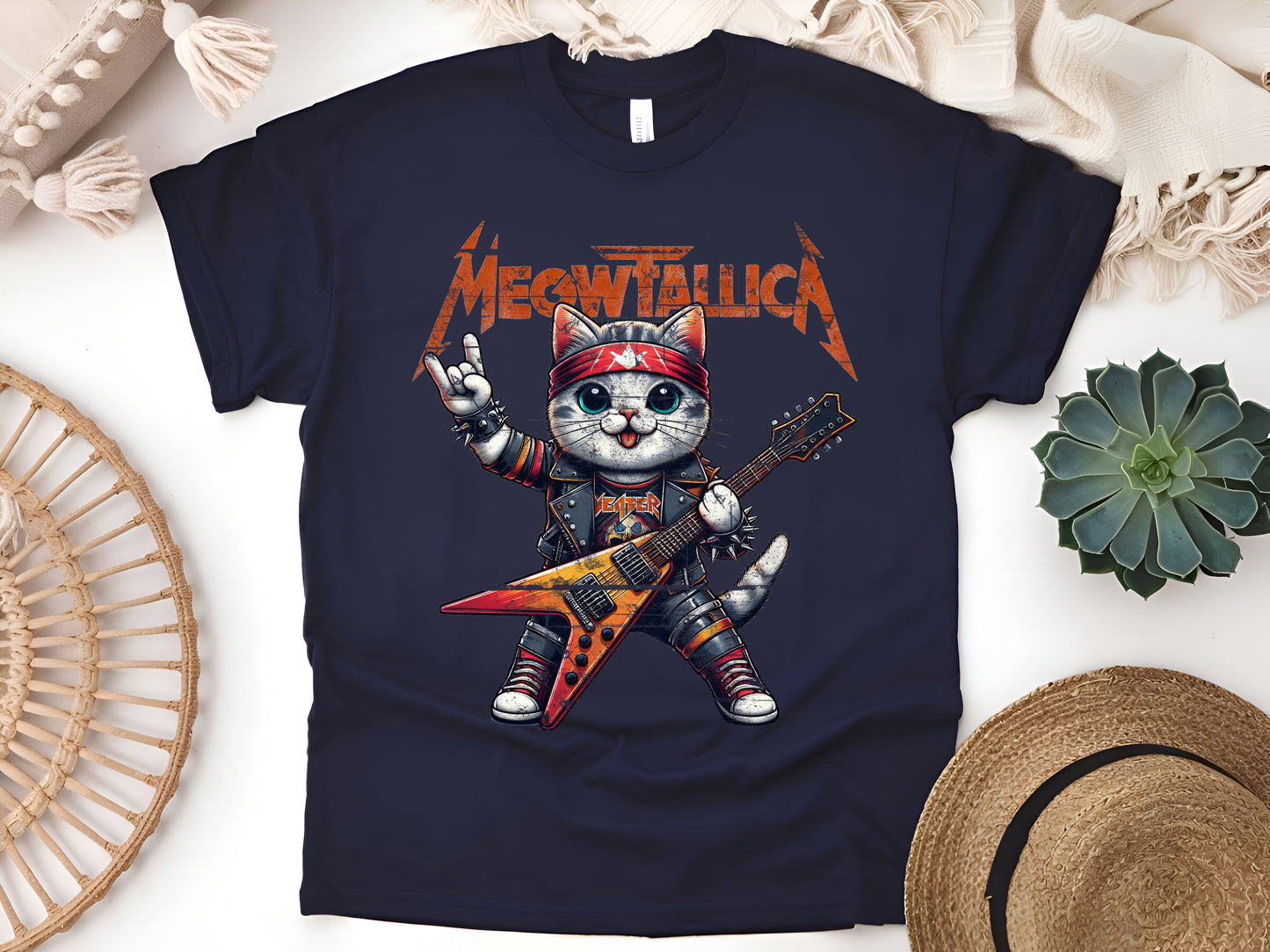 Meowtallica Meowster of Purrpets Funny Cat T-Shirt for Metal Fans and Cat Lovers