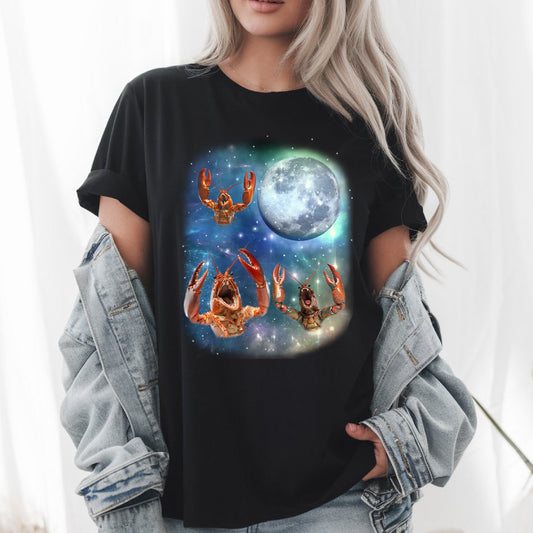 Three Lobster Moon T-Shirt, 3 Crustaceans Sea Lover Parody Tee