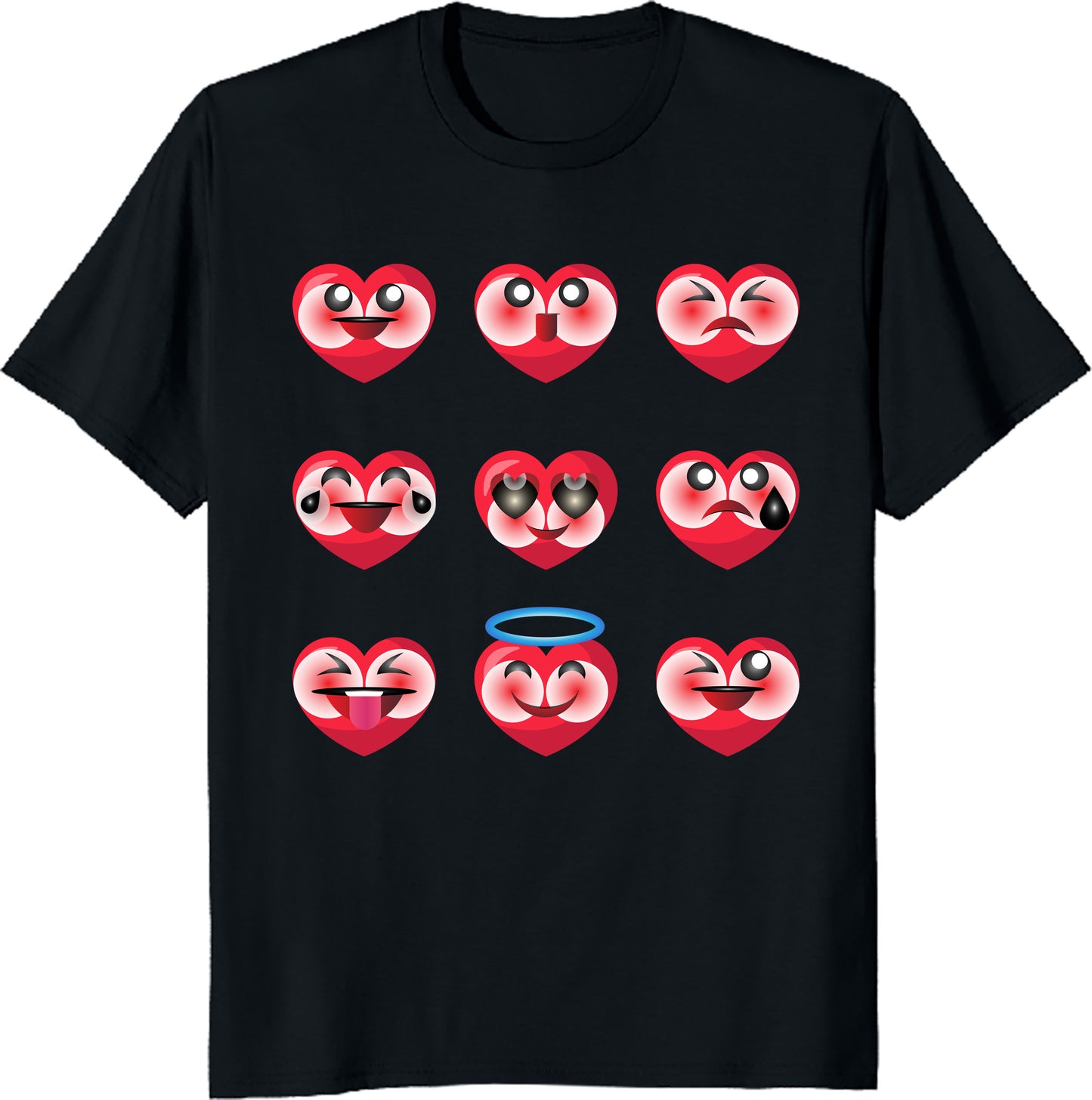 Funny Boys Girls Valentine T-Shirt - Valentines Day Silly Faces Hearts Unisex Tee