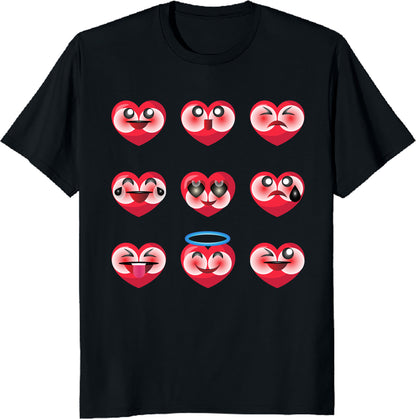 Funny Boys Girls Valentine T-Shirt - Valentines Day Silly Faces Hearts Unisex Tee