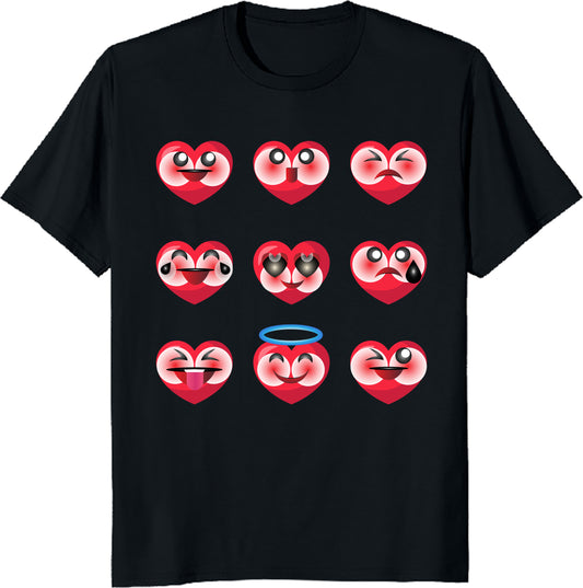 Funny Boys Girls Valentine T-Shirt - Valentines Day Silly Faces Hearts Unisex Tee