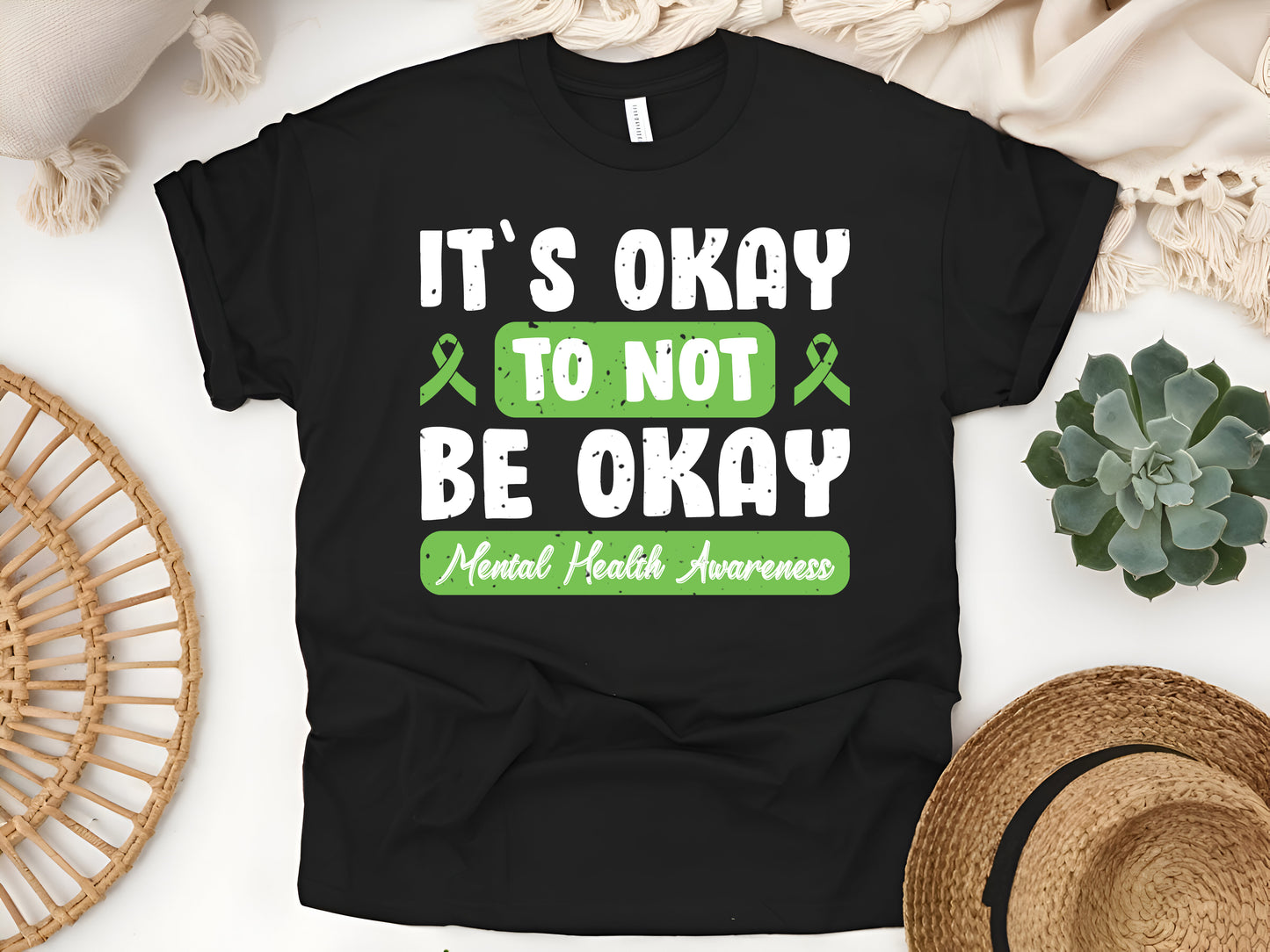 It's Okay to Not Be Okay T-Shirt – Mental Health Awareness Ribbon Tee – Support & Positivity Shirt