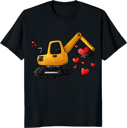 Funny Boys Kids Toddler T-Shirt Valentines Day Construction Trucks Tee