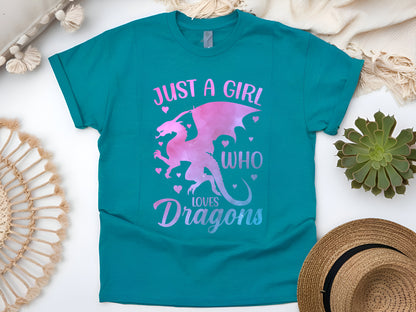 Just A Girl Who Loves Dragons Cute Fantasy Creature T-Shirt