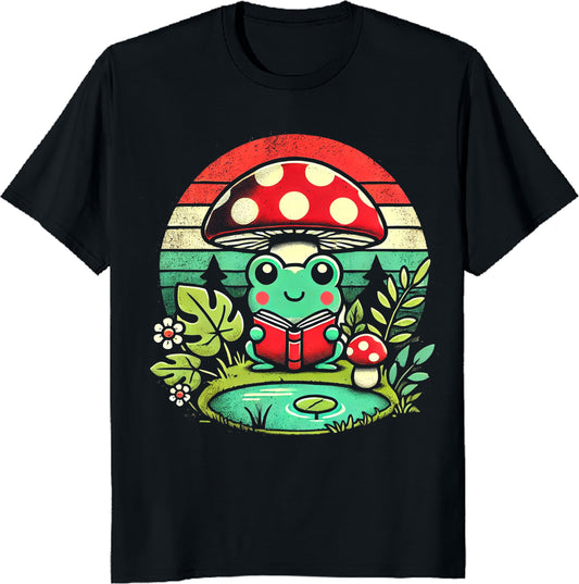 Cute Cottagecore Mushroom Frog Unisex Tee - Aesthetic Nature T-Shirt