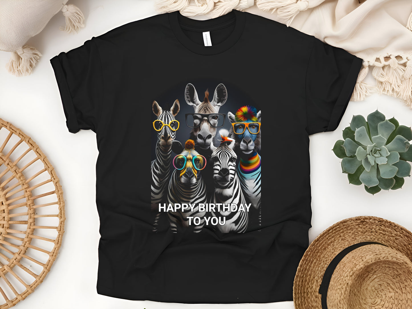 Funny Zebra Birthday T-Shirt – Happy Birthday Animal Party Tee