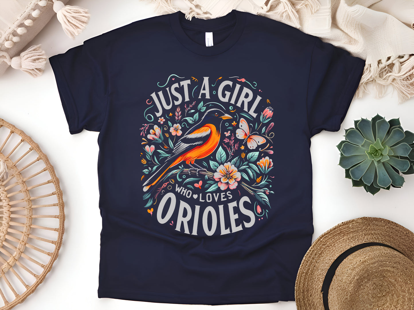 Just a Girl Who Loves Orioles Bird Nature Cute Oriole T-Shirt