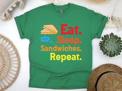 Eat Sleep Sandwiches Repeat T-Shirt - Funny Foodie Gift Tee for Sandwich Lovers