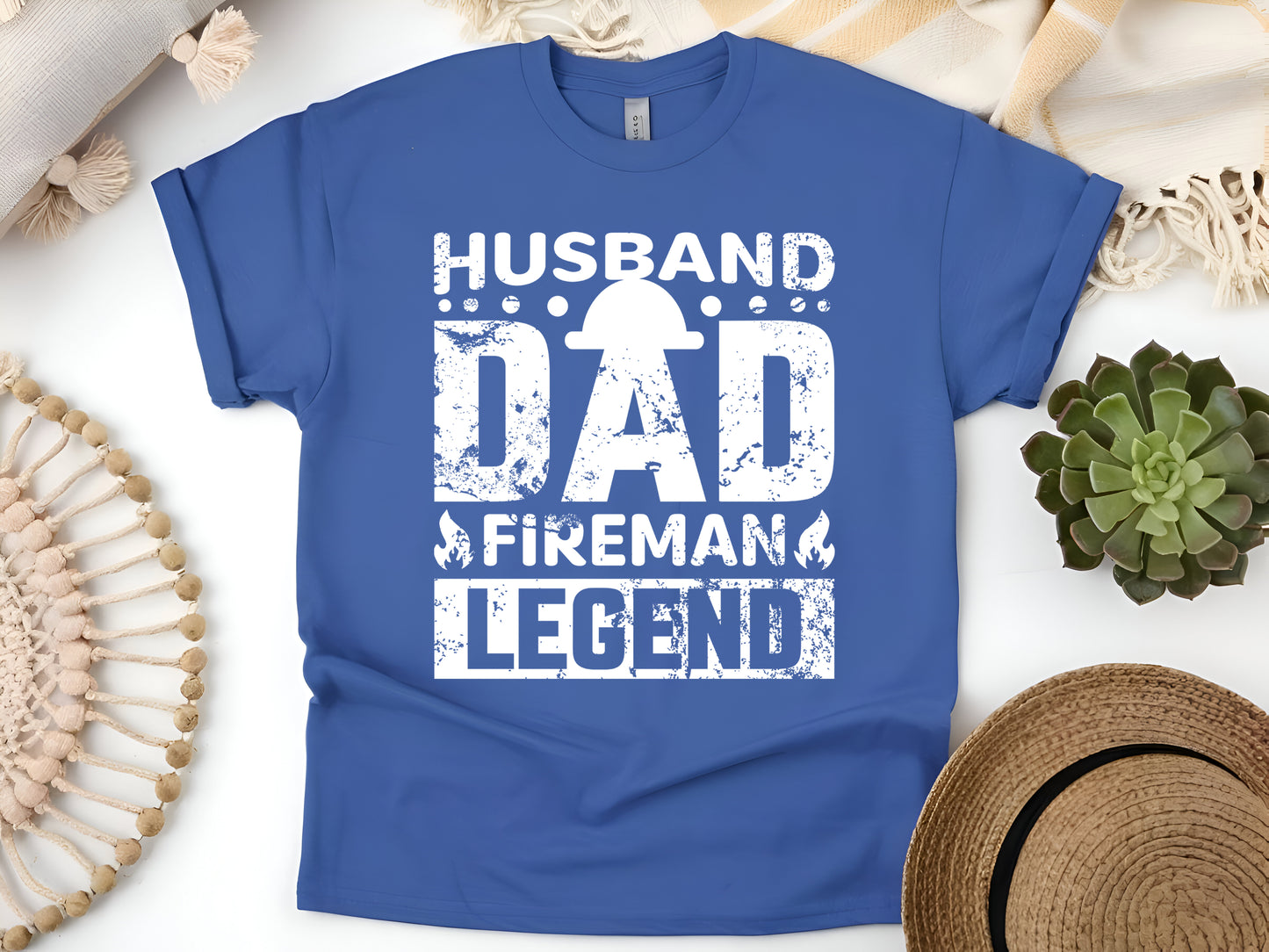 Husband Dad Fireman Legend T-Shirt, Firefighter Dad Gift, Proud Fireman Shirt, Hero Dad Tee, Firefighter Apparel for Men