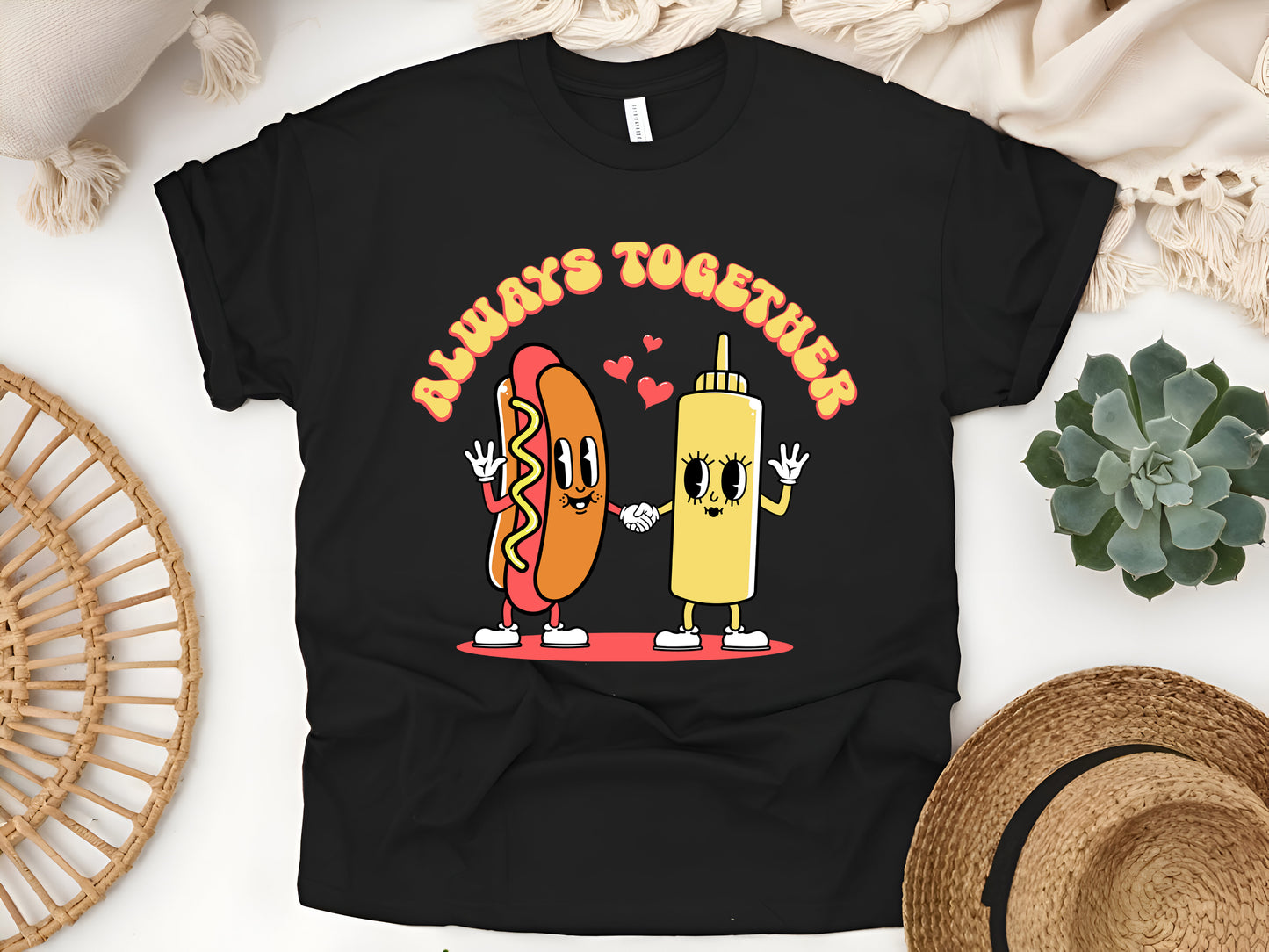 Mustard Ketchup Always Together T-Shirt, Funny Condiment Lovers Shirt, Ketchup Mustard Duo Tee, Food Lover Gift