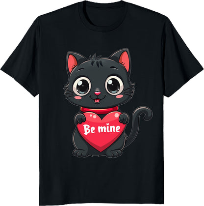 Be Mine Black Cat T-Shirt – Cute Valentine’s Day Gift for Cat Lovers