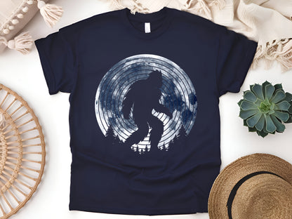 Bigfoot Retro Moon T-Shirt - Vintage Sasquatch Tee - Cryptid Lover Gift - Outdoor Adventure Unisex Tee