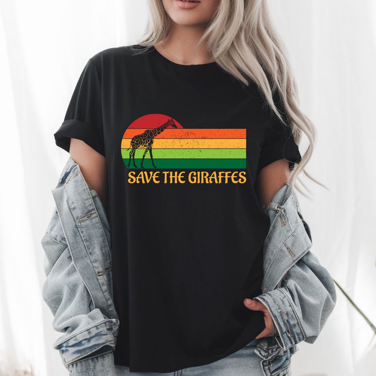 Vintage Save the Giraffes T-Shirt - Retro Wildlife Conservation Tee, Animal Lover Gift, Unisex Nature Shirt