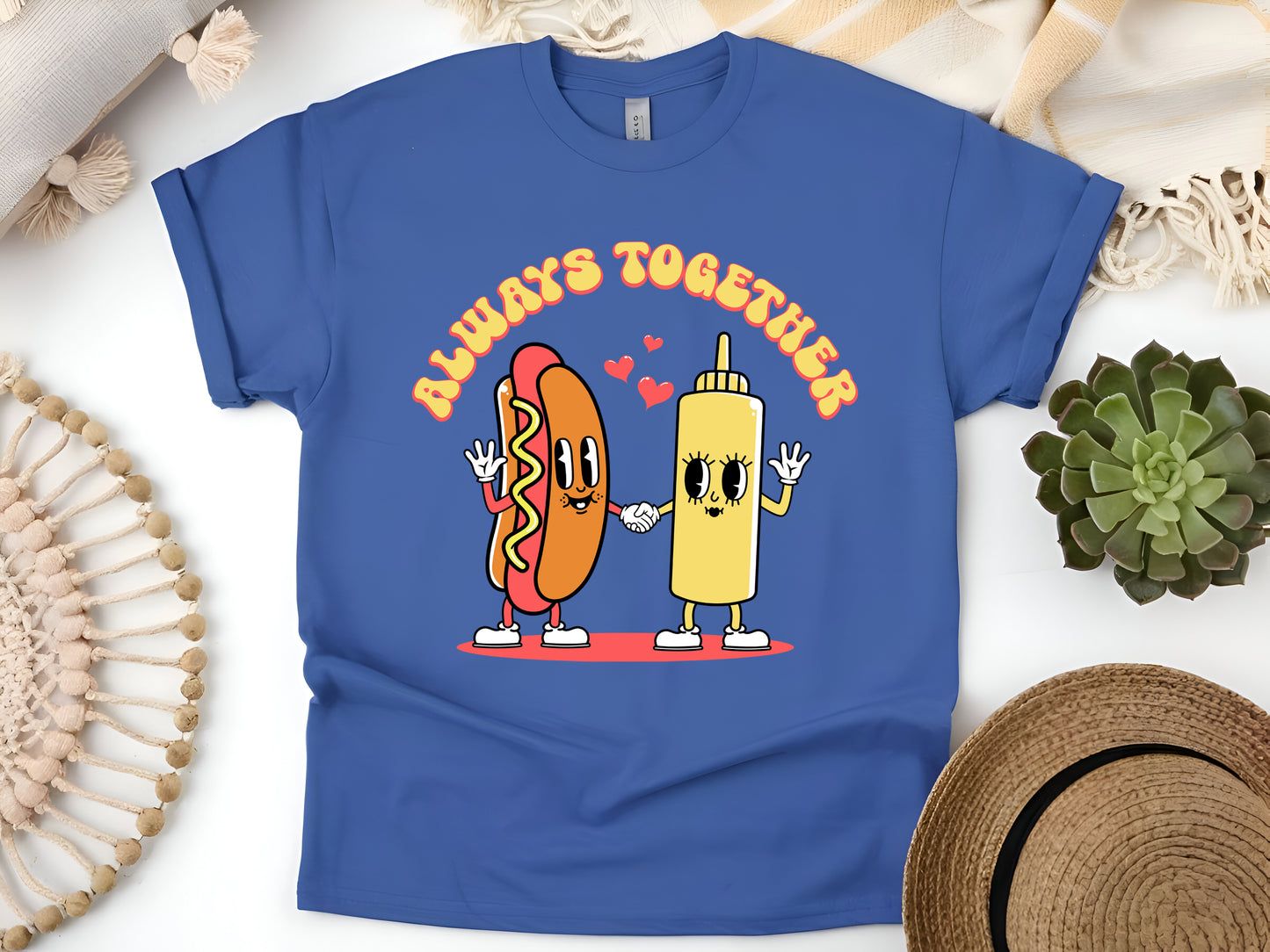 Mustard Ketchup Always Together T-Shirt, Funny Condiment Lovers Shirt, Ketchup Mustard Duo Tee, Food Lover Gift