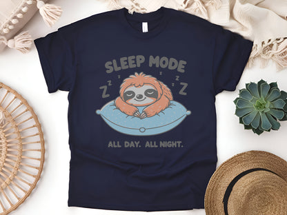 Sloth Sleep Mode Shirt, Funny Lazy T-Shirt, All Day All Night Nap Tee, Cute Sloth Lover Gift, Unisex Pajama Humor Tee