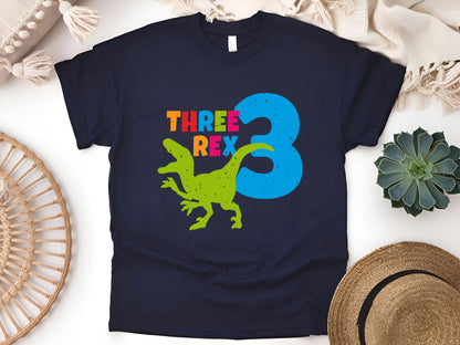 Girl 3rd Birthday Three Rex Dinosaur T-Shirt - Cute 3 Year Old Dino Birthday Tee