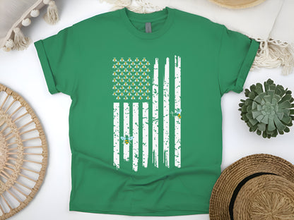 Honey Bees USA Flag T-Shirt, Patriotic Bee Lover Shirt, American Flag Bee Tee, Bee Conservation Gift