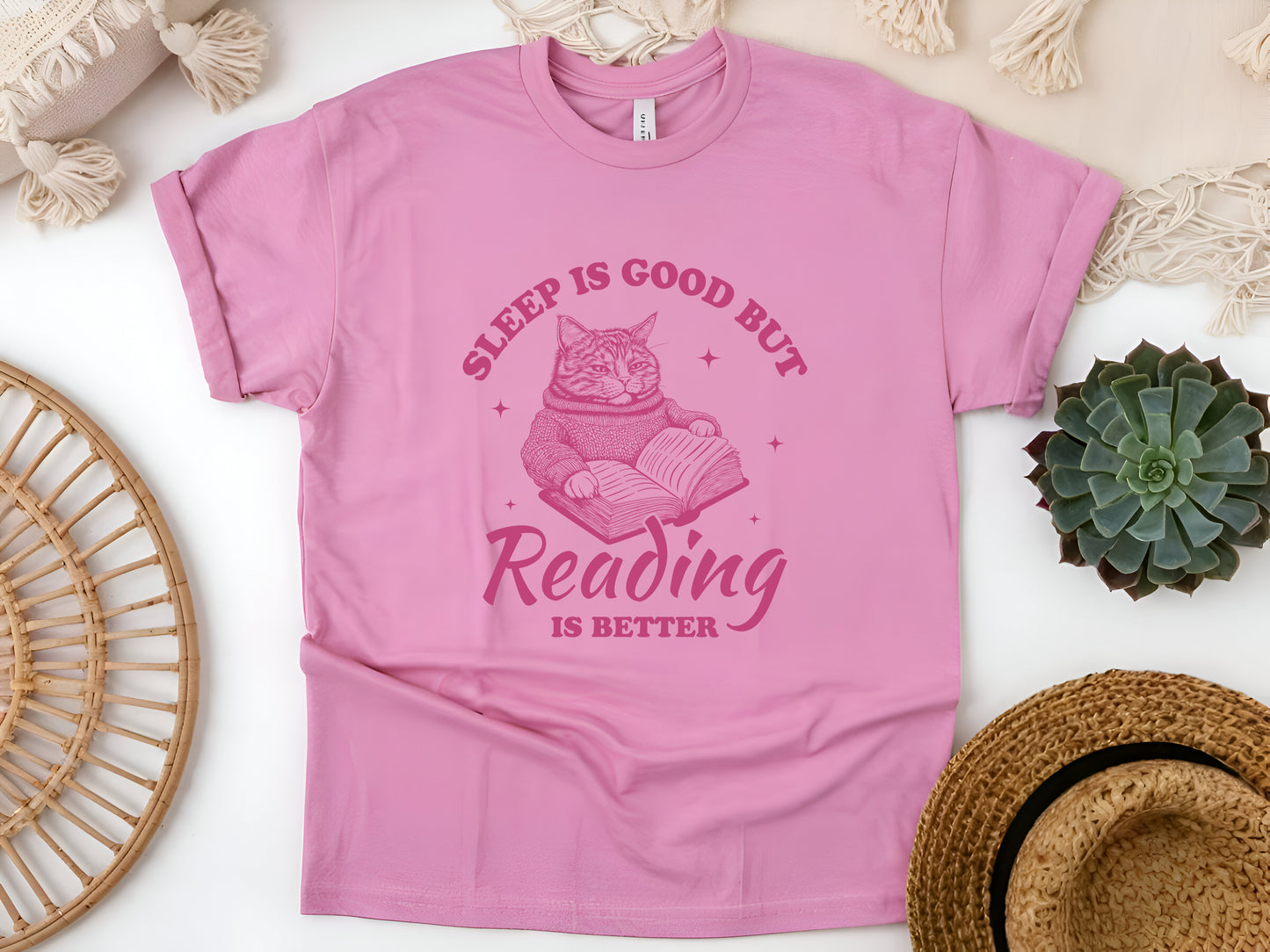 Sleep Is Good But Reading Is Better T-Shirt – Funny Book Lover Tee, Gift for Readers & Bibliophiles, Unisex Literary Shirt