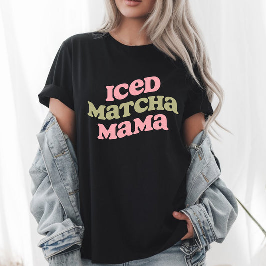 Iced Matcha Mama T-Shirt – Cute Matcha Lover Tee, Aesthetic Matcha Shirt, Matcha Gift for Mom, Green Tea Aesthetic Unisex Tee