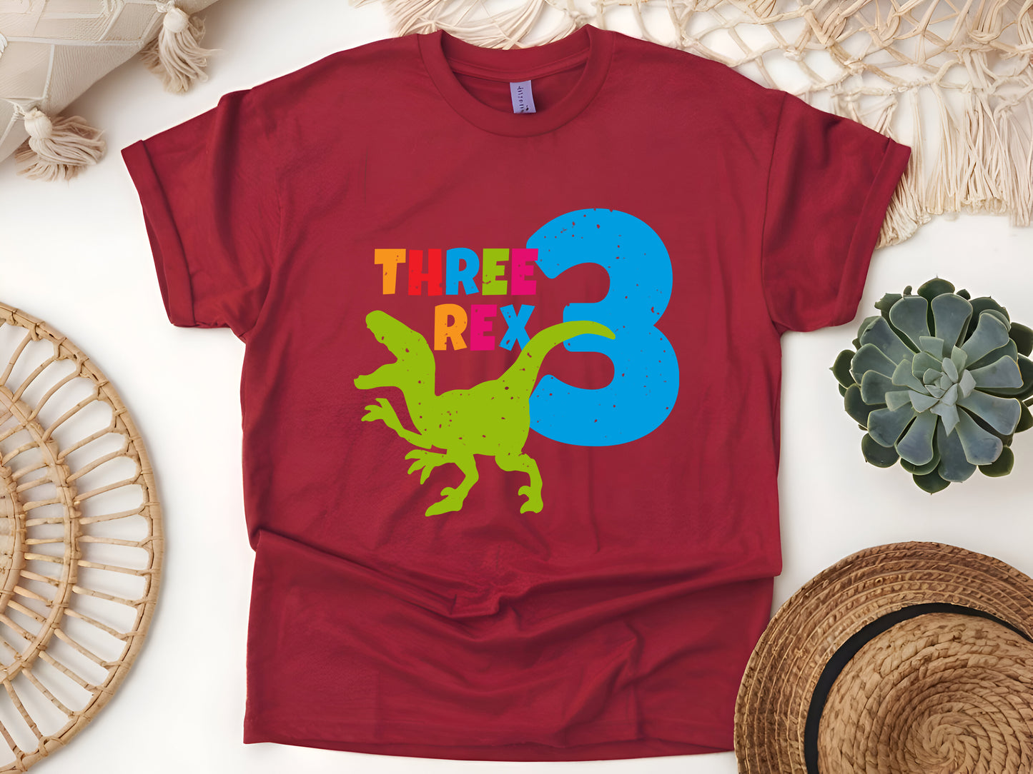 Girl 3rd Birthday Three Rex Dinosaur T-Shirt - Cute 3 Year Old Dino Birthday Tee