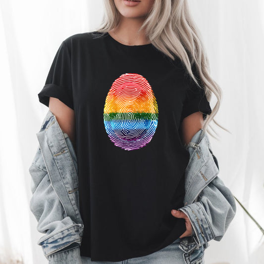 Rainbow Fingerprint Pride T-Shirt – LGBTQ+ Identity - Equality Tee