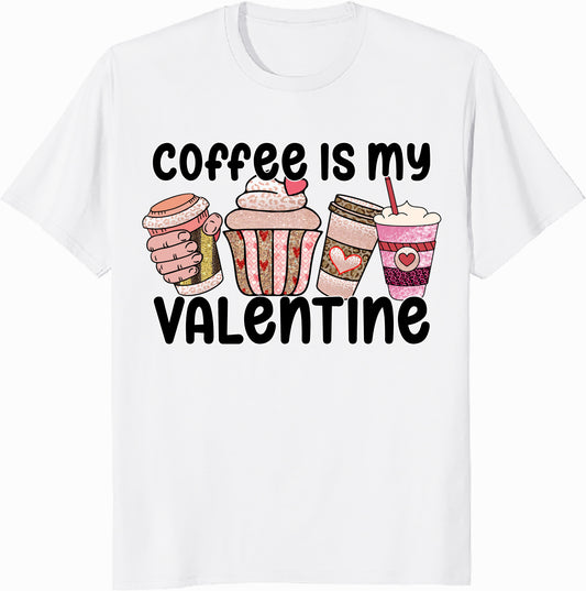 Coffee Is My Valentine Unisex Heavy Cotton Tee - Fun Casual Gift for Coffee Lovers