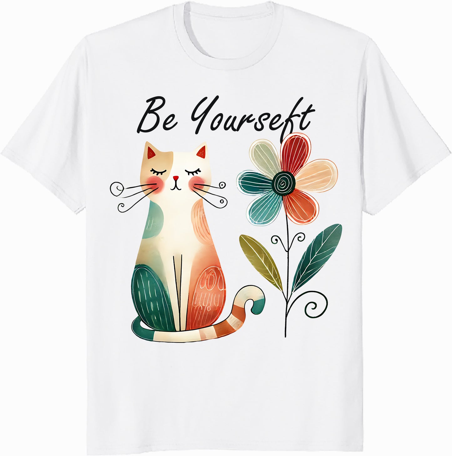 Be Yourself Cat Design Unisex Heavy Cotton Tee - Comfortable and Fun Apparel for Cat Lovers