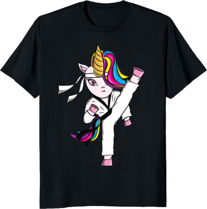 Cute but Dangerous Karate Taekwondo Unicorn Karate Girl T-Shirt