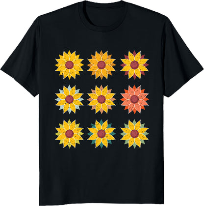 9 Flowers T-Shirt - Colorful Floral Graphic Tee