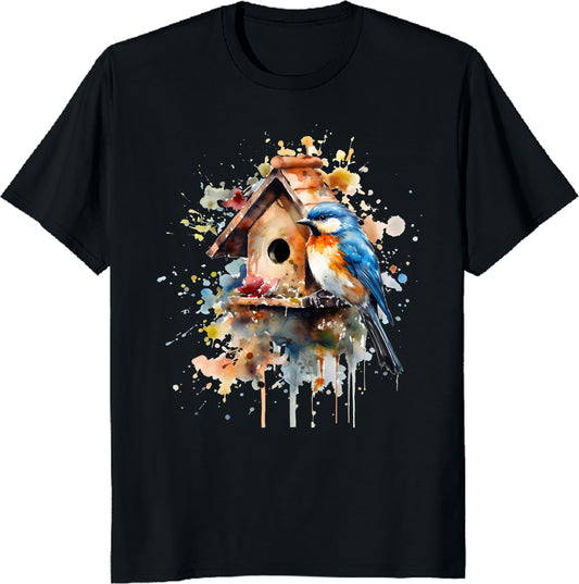 Watercolor Birdhouse Unisex Tee – Artistic Nature Design